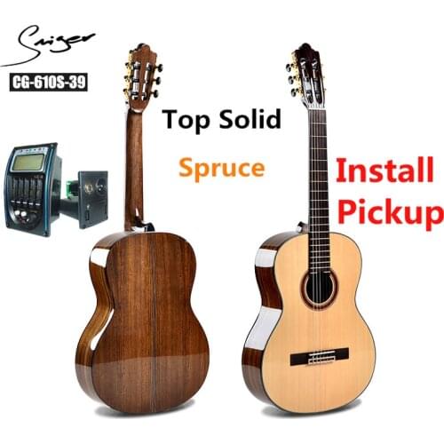 Top Solid Spruce Classical Guitar Acoustic Electric Nylon String 39 Inches Guitarra 6 Strings Install Pickup Guitars Walnut