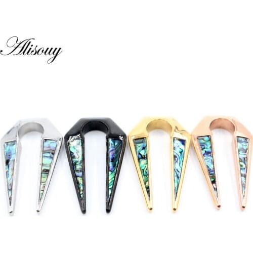 Alisouy 1PC Stainless Steel Shell Heavy Ear Clip Weight Plugs Tunnel Ear Gauges Expander Stretcher Earlobe Piercing Body Jewelry