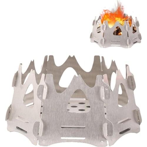 Stainless Steel Camping Stove Wood Burning Stove Portable Foldable Backpacking Stove For Outdoor Camping Cooking Picnic Travel