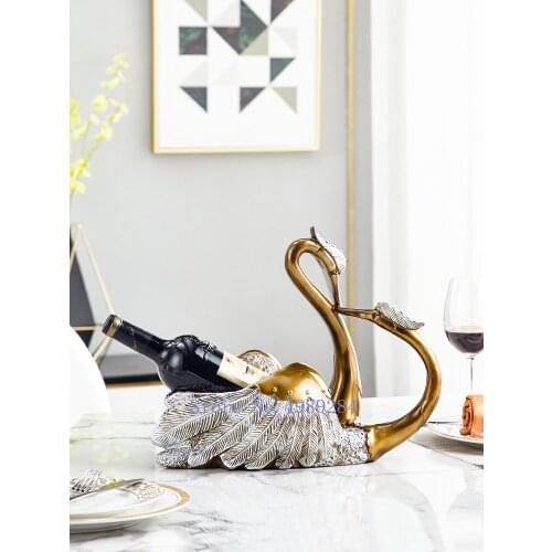 CREATIVE RESIN SIMULATION ANIMAL SWAN CRYSTAL COUPLES DESKTOP STORAGE WINE RACK FURNISHING CRAFTS MODERN HOME DECORATION