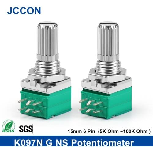 4Pcs RK097G B5K B10K B50K B100K 15mm Shaft 6Pin Audio Amplifier Sealed Linear Volume Potentiometer Resistor