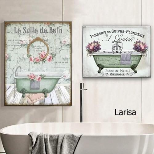 Vintage Retro Painting Bathroom Decor Poster Pictures for Room Design Nordic Canvas Wall Art Printing for Wc Toilet Decor