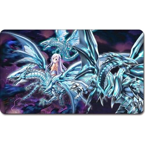 YGO Blue Eyes Alternative White Dragon Playmat Board Games Yu-Gi-Oh Custom Playmat With Playmat Storage Bag