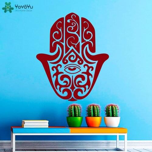 YOYOYU Wall Decal Fatima Hand Pattern Interior Wall Stickers Removable Interior Amulet Art Mural Indian Mandala Home Decor SY565