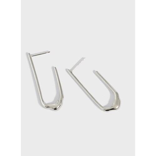YPAY 100% Genuine 925 Sterling Silver Stud Earrings for Women Korea INS Irregular Geometric U Shape Brinco Jewelry YME885