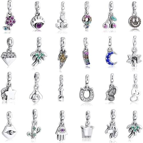 Me Collection Hand Star Light Flower Small Dangle Charm Beads for Thin Chain браслеты 925 Sterling Silver Jewelry Making DIY