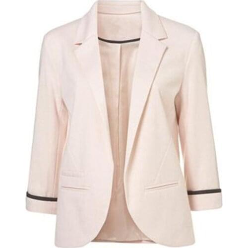 2016 Womens Candy Colors Casual Blazer With Three Quarter Sleeve Notched Jacket Coat Outwear Solid Work Blazer
