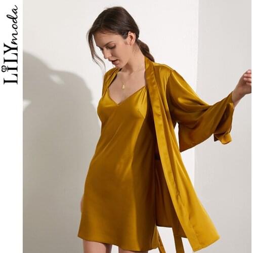 Women Satin Night Dress Silk Sexy Size Sexy Night Robe Bathrobe Perfect Wedding Bride Robes Dressing Gown for Women