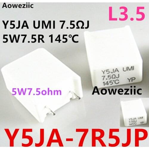 1Pcs Y5JA-7R5JP Y5JA UMI 7.5ΩJ 145℃ ±5% 5W7.5ΩJ 5W7R5J 5W7.5ohm 5W7.5RJ Vertical Cement Resistance With Temperature Protection
