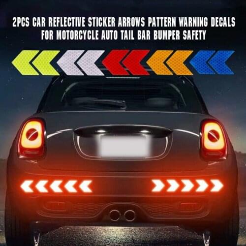 10 PCS Reflective Car Sticker Warning Decals Arrows Pattern Motorcycle Auto Tail Bar Bumper Luminous Sticker Traffic Safety Mark