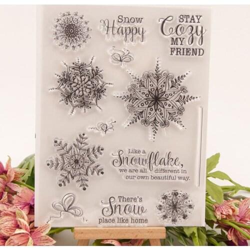 13*18cm Snowflake Transparent Seal Clear Silicone Stamp Cutting DIY Scrapbooking Rubber Coloring Embossing Diary Decor Reusable
