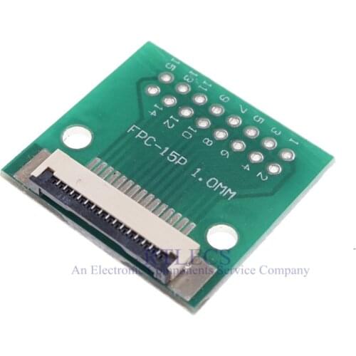 2 pcs FPC FFC 15 PIN 1.0 mm pitch Connector SMT Adapter to 2.54 mm Space 1.00 inch pitch through hole DIP PCB adapter solder
