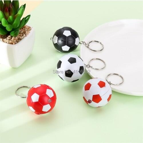 200pcs LED Mini Football Keychains Plastic Football Keyrings with Flashlight for Sports Gifts Party Favor