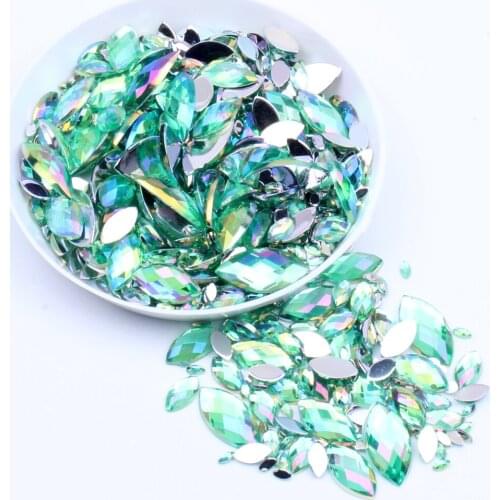 6x12mm 5000pcs AB colors Marquise Earth Facets Flatback Acrylic Rhinestone Strass High Shine Nail Art Decorations