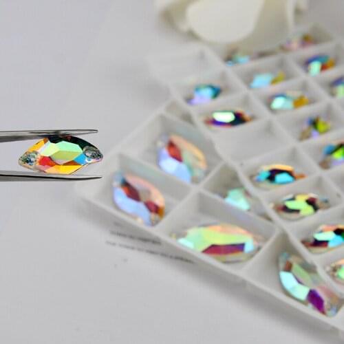 9*20 14*30 3254 diamond leaf sew on rhinestone S crystal flatback glass crystal Sewing Beads for Wedding,Dance dress decoration