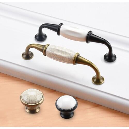 96/128mm Zinc Alloy Long Antique Marble Ceramic Kitchen Door Cabinet Kitchen Pull Knob Cabinet Handle Wardrobe Drawer Cupboard