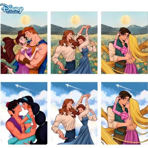 Disney 5D Diy Diamond Painting Cartoon Princess Prince Series Diamond Embroidered Full Round Diamond Exquisite Home Decoration