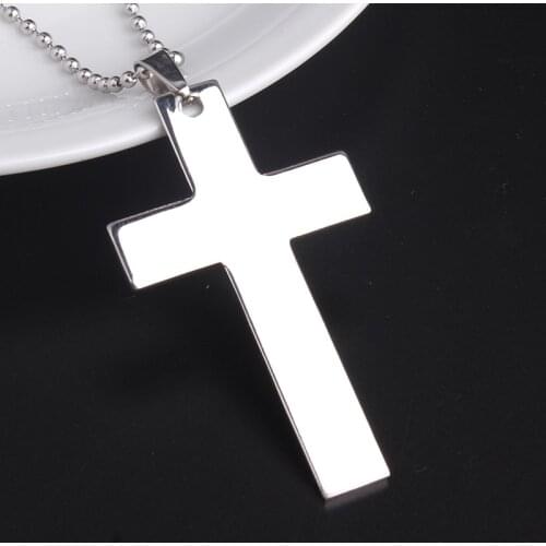 Large smooth cross 316L Stainless Steel pendant necklaces bead chain for men women wholesale