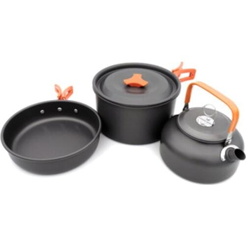 Teapot Saucepan Frying Pan Set Outdoor Cookware for 2-3 People Barbecue Camping Picnic