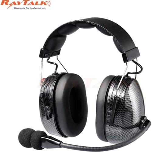 Two Way Radio Carbon Fiber Headset, with Noise Cancelling Mic, Push to Talk Button, Dual Earmuff Noise Cancelling Headset