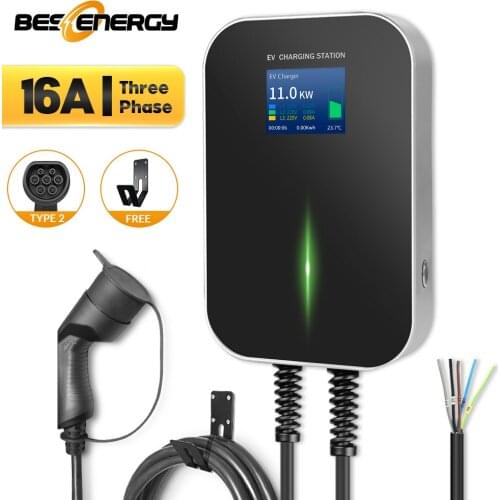 16A 3Phase EVSE Wallbox EV Charger Electric Vehicle Charging Station with Type 2 Cable IEC 62196-2 11KW for Audi Mercedes-Benz