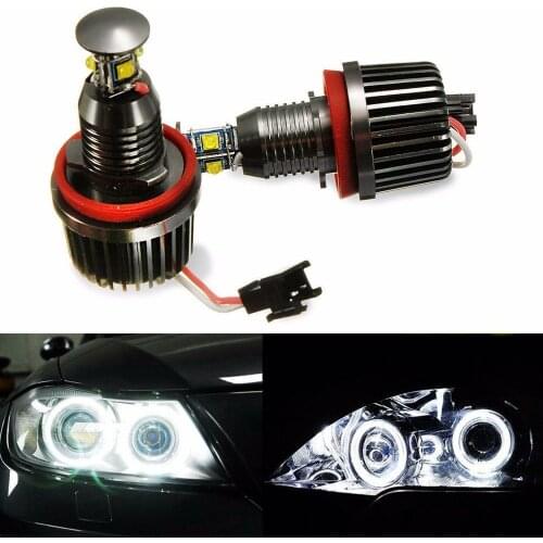 Fuleem 2PCS H8 20W LED Angel Eye Bright White 6000k Automobile Light Bulb No Error For BMW E92