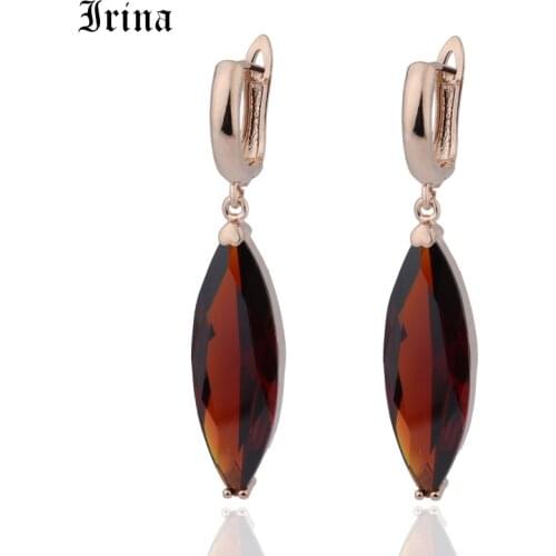 Irina 585 Exquisite and shiny AAA horseeye zircon long style womens wedding party exaggerated temperament earrings