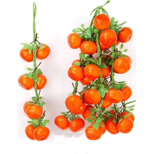 2pcs Artificial Oranges String Lifelike Simulation Vegetables Fruit Fake Peach Lemon String for Party Props Restaurant Decor