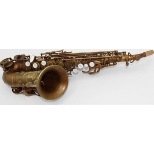 Custom Antique Copper Simulation Curved B(B) Soprano Saxophone with Engraving Flowers
