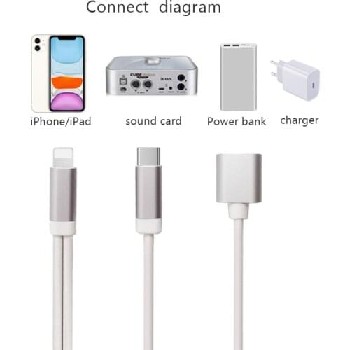 OTG Lightning to usb c Cable for microphone electronic piano Adapter ios13 14 male type c Conveter for iPhone XR X 8 7 6 ipad
