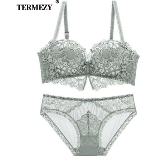TERMEZY Sexy Lace Lingerie Luxury Embroidery Underwear Push up Bra Set Women Underwear Set Sexy Bra And Panty Sets