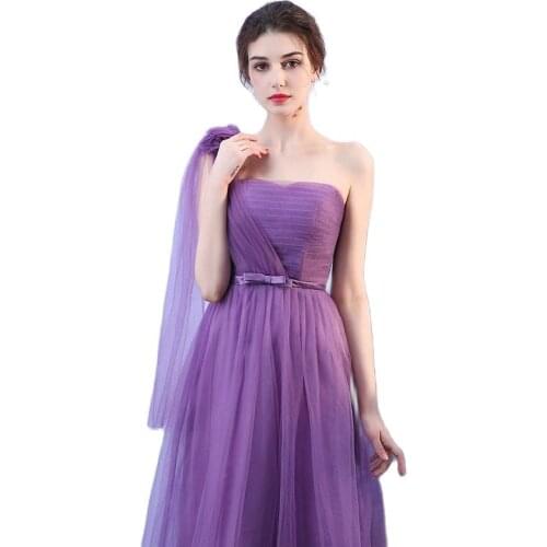 Beautiful Cheap Party Sexy Wedding Guest Long Silver Violet Bridesmaid Dresses Vestidos Bridesmaids Dresses Formal Dress 6858