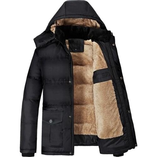 New Winter Fleece Warm Parkas Men Faux Fur Collar Hooded Thick Jacket Coats Man Loose Casual Large Size 5XL Long Overcoat Male
