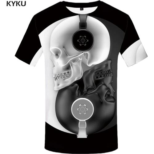 KYKU Military T-shirt Men Skull Tshirt War City 3d Printe T Shirt Punk Rock Clothes Sky Anime Hip Hop Mens Clothing Streetwear
