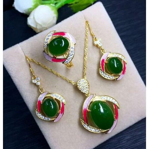 Hetian Biyu Silver Inlay Set Jasper Egg Noodle Set j9