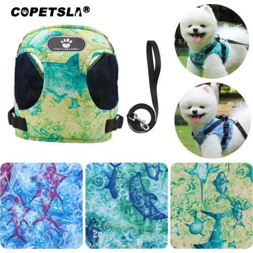 Copetsla Nylon Reflective Dog Harness Vest Printed French Bulldog Harness Puppy Small Medium Dogs Harness For Chihuahua Walking