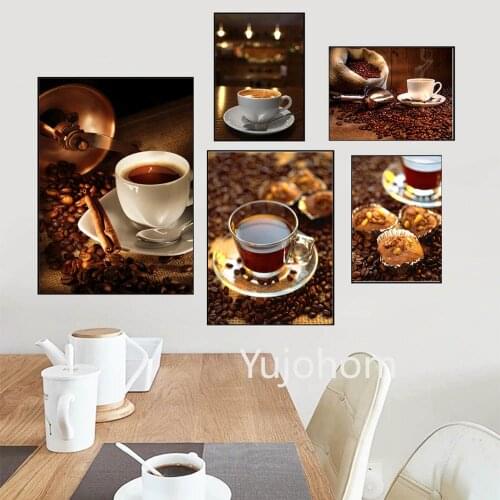 Nordic Style Coffee Cups Canvas Painting Retro Posters and Prints Wall Art Pictures for Living Room Home Cuadros Decoration