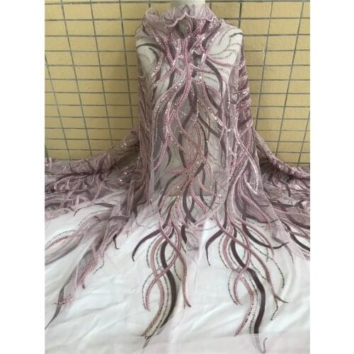 Latest French Nigerian beads Laces Fabric J-528889 High Quality Tulle African Laces Fabric Wedding African French