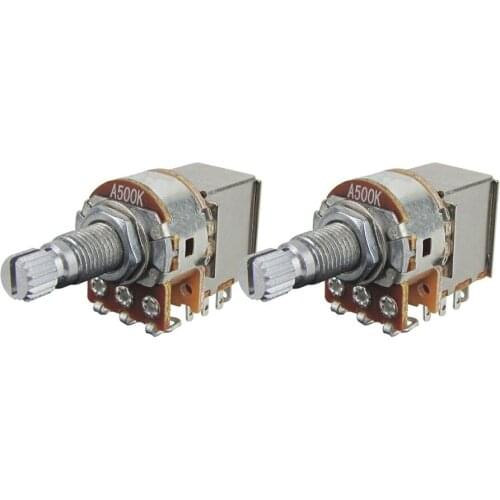 NEW 2pcs Push Pull Potentiometer A500K Control Switch Pots Long Split Shaft Guitar Parts