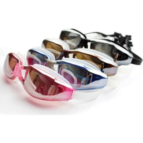 C129 Electroplated swimming goggles waterproof fog large frame men and women style swimming goggles