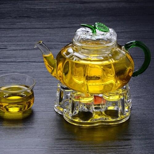 AD55 Clear Glass Heat-Resisting Heart Shape Teapot' Warmer Heater Base Candle Holder