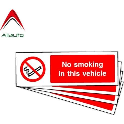 Aliauto 4 X Warning Car Sticker No Smoking In This Vehicle Accessories Cover Scratch PVC Reflective Decal for Lada Kia,12cm*4cm