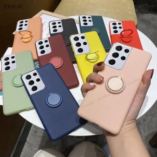 For Samsung Galaxy S21 Ultra Note 20 10 Plus Shockproof Ring Stand Phone Case For Samsung S20 Ultra Plus Soft TPU Back Cover