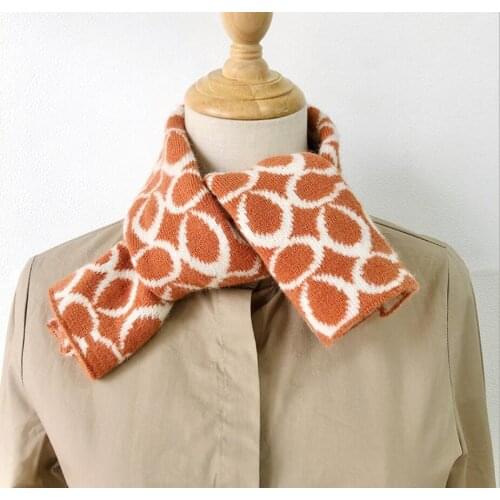 Luxury Brand Winter Scarf Women Oval Geometric Knit Scarves Wraps Sharp Angle Shawls Warm Long Narrow Small Skinny Neckerchief