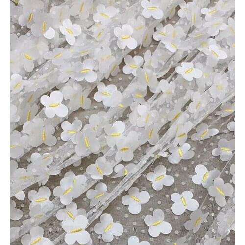 3D Three-dimensional Embroidered Flower Mesh Fabric Butterfly Tulle Lace Clothing Wedding Dress Embroidery Net Fabrics