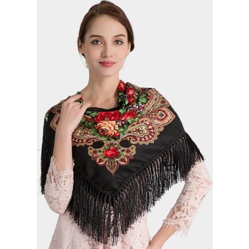 Spring and summer new arrival casual elegant cute high quality scarf sunscreen fashion print comfortable vintage tassel scarf