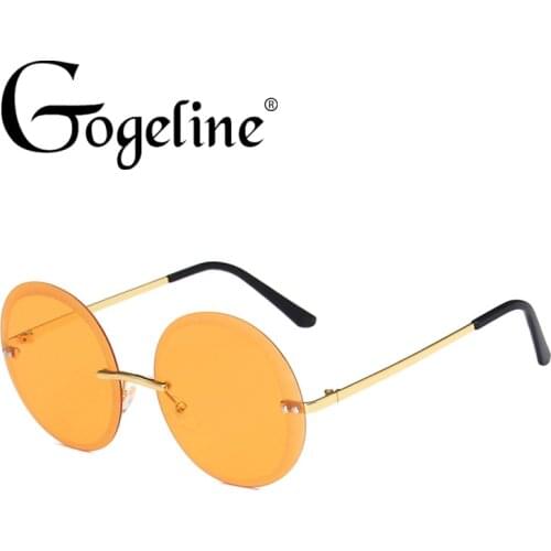 Retro Rimless Round Sunglasses Women Men Blue Gold Metal Male Glasses Round Frameless high quality gift items