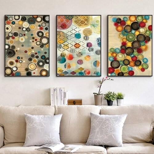 Modern Abstract Geometric Circle Curve Line Wall Art Canvas Painting Nordic Posters And Prints Wall Pictures For Living Room
