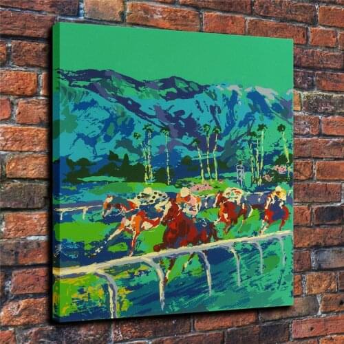 LeRoy Neiman HD Print Modern Abstract Santa Anita Horses Oil Painting on Canvas Poster Wall Art for Living Room Home Decor
