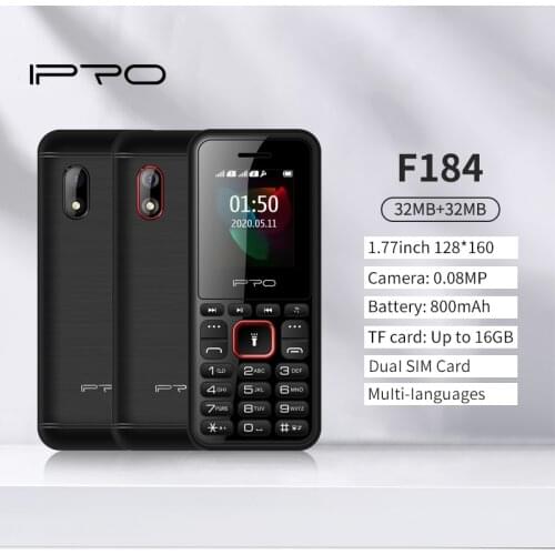 Telefone IPRO F184 1.77inch Big Button 0.08MP Cell Phone Lens with 800mAh Battery Dual SIM GSM Celulars Alternate Mobile Phones